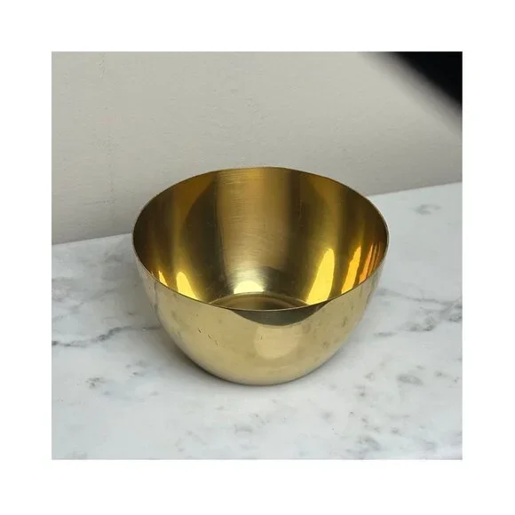 Polished Solid Brass Bowl Decorative Catch-All Dish Minimalist Home Decor 5" - Picture 1 of 5